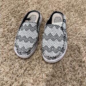 Hey Dude Women's Black and White Slippers